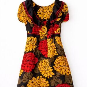 Anthropologie Leifsdottir 100% Silk Floral Dress | Puff Sleeve | Size 0